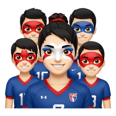 A black hair teen supporter with bold full-face paint, smiling with fierce team spirit. blonde hair sticker