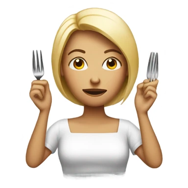 female portrait with fork no food sticker