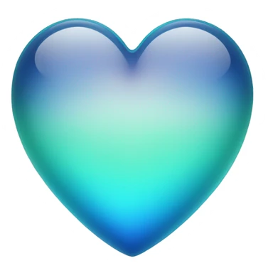 Blue and mint gradient shiny glass heart sticker