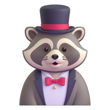 raccoon tipping top hat sticker
