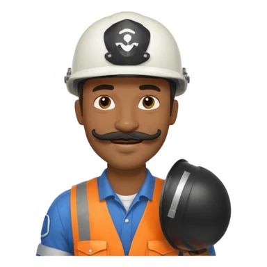 Mustached astronaut  black man holding helmet sticker