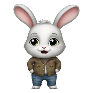 Anxious baby rabbit in pants sticker