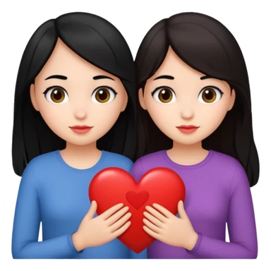 2 girls that have a heart one hair black the other brown  sticker
