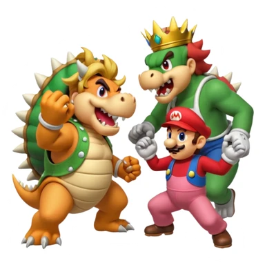 Mario and Luigi fitting bowser trying to save princess peach sticker