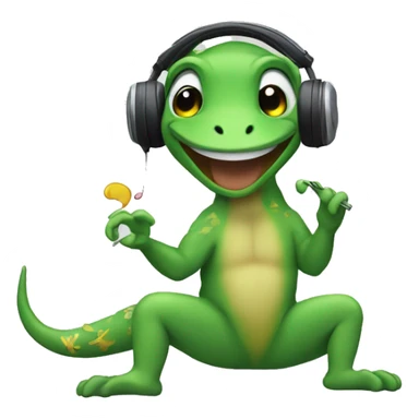 geko escuchando musica en audifonos sticker