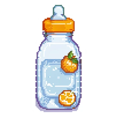 baby bottle with orange lid sticker