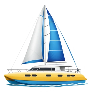 A catamaran with a white background. No wording or lettering on the boat  sticker