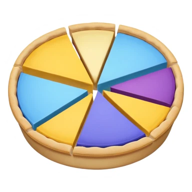 A pie chart with purple, yellow and blue colors only, with only 3  slices sticker