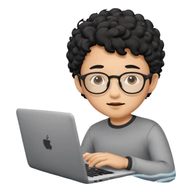 A young boy DEVELOPER WITH A laptop, black curly short hair, wearing glasses, a thin goatee, his skin is asian

Add the word "PIF" floating around home sticker