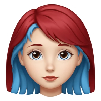 Half blue wavy haired blue eyed girl and straight little bit dark red haired dark brown eyed girl sticker