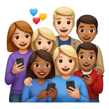group of friends playing a game on their cell phone sticker