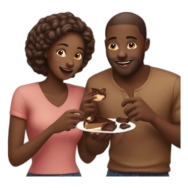 black couple eating chocolat sticker