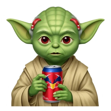 Yoda with red bull sticker