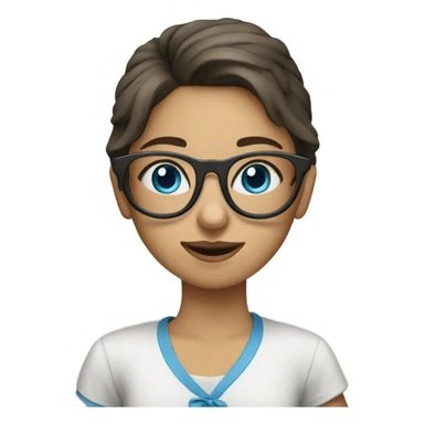 Blue eyed girl with glasses and cup sticker