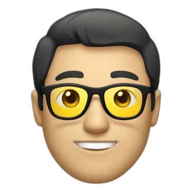 White man with yellow tinted glasses and black hair  sticker