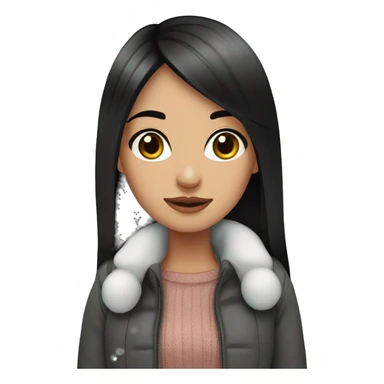 Winter wonderland cute girl with black straight hair sticker