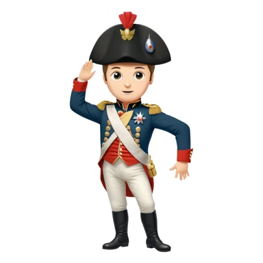 Napoleon Bonaparte in his iconic military uniform and bicorne hat dancing the Macarena dance sticker
