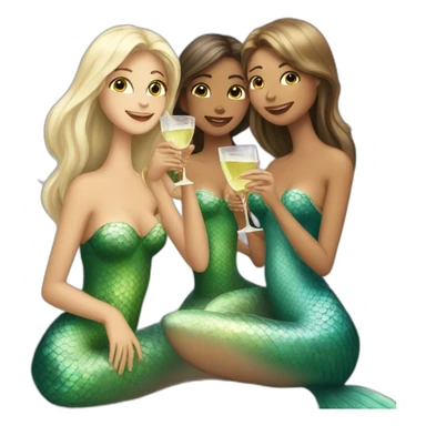 Three mermaids drinking champagne sticker