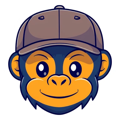 boy ape face with baseball cap sticker