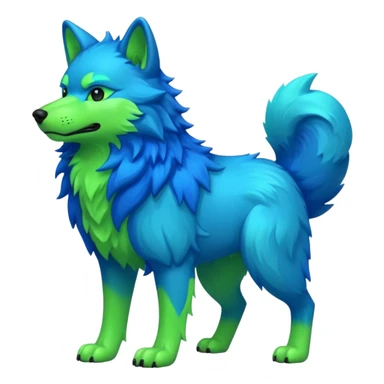 neon green and blue furry wolf sticker