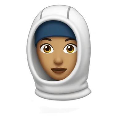 Latin woman using Lacoste balaclava sticker
