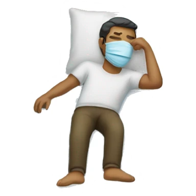 A man have mask and sleeping on bed sticker