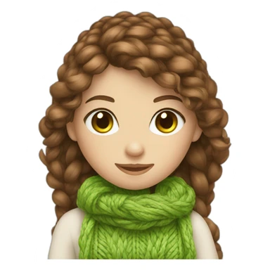 Knitting girl with brown hair and green eyes  sticker