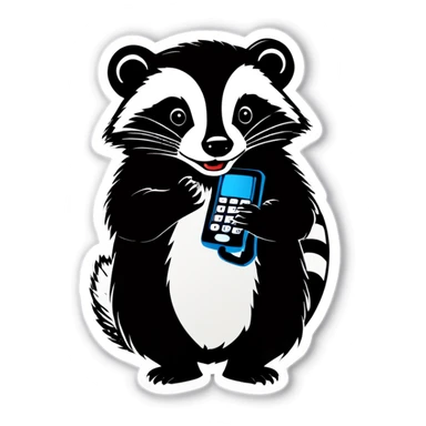 badger with corded phone sticker