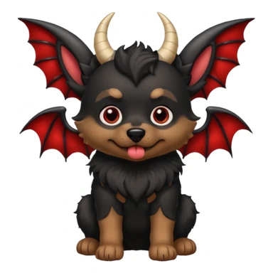dog with horns and vampire wings sticker