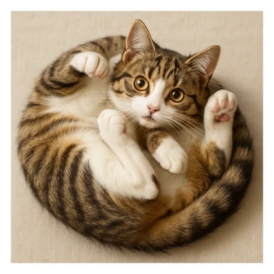 a playful cat curled up sticker