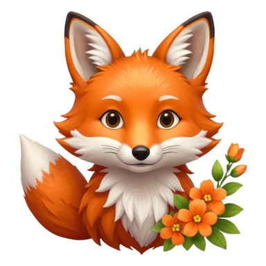 Cutie fox with flowers sticker