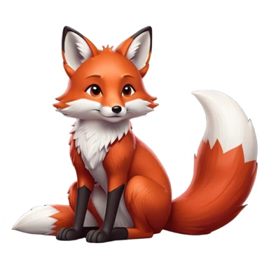 cinematic-noble [fox]-realistic-full-body-sitting-emoji,-tail-tucked-close,-head-tilted-dramatically,-fox-[red]-fur,-simplified-yet-realistic-focused-features,-highly-detailed,-glowing-with-an-almost-sarcastic-glow  expressive eyes sticker