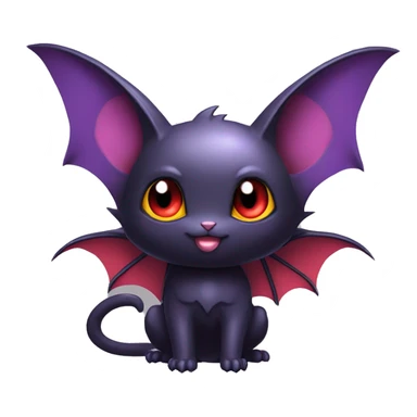 Cool Cute Edgy Dark Black Red Purple Batty Chibi Noibat-Cat-Pokémon-Fakémon-hybrid sticker