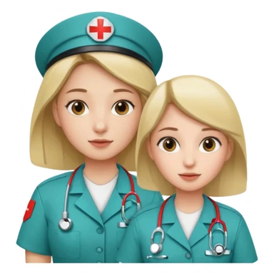 A young medic (woman) attending to a person at the local hospital sticker