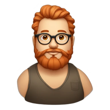 Chubby non binary Big lebowsky round glasses long venitian hair chaotic red and blond beard vaporizer sticker