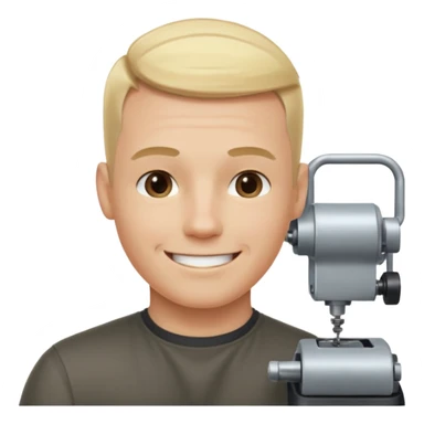 Male, no glasses, blonde hair, right side of hair shaved with a machine, face turned towards the camera sticker