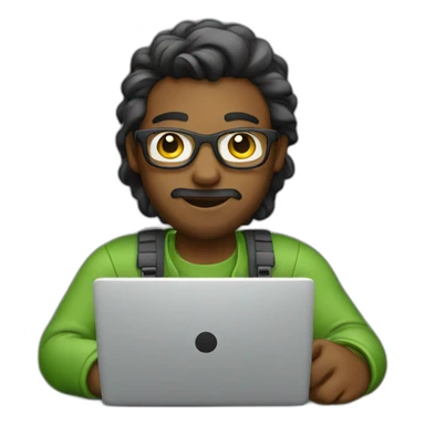 designer working on laptop sticker