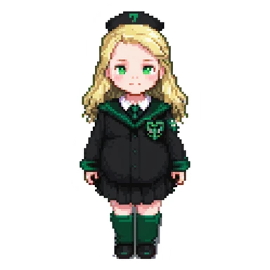 pregnant male in Slytherin uniform, blonde hair, pale skin sticker