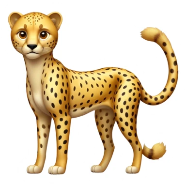 cinematic-cheetah-realistic-full-body-standing-emoji,-slim-and-athletic-frame-poised-for-action,-long-tail-curving-slightly,-head-tilted-dramatically,-sleek-golden-fur-with-black-spots,-piercing-amber-eyes,-simplified-yet-realistic-focused-features,-highly-detailed,-glowing-with-an-almost-sarcastic-glow sticker