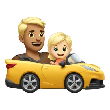 blonde dad plays cars with babyson sticker