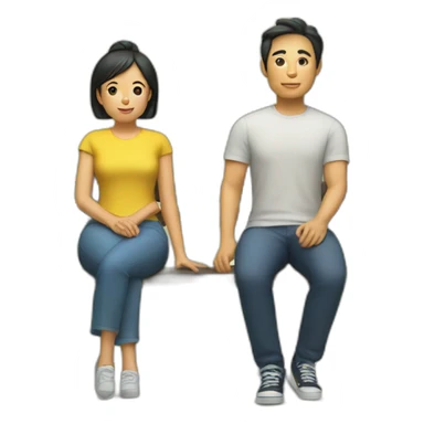 two asian characters sitting on a bench sticker