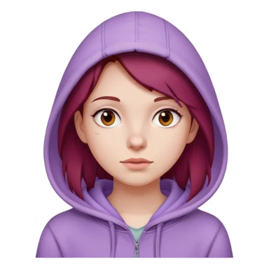Dark red hair Girl wearing a lilac colored hoodie  sticker
