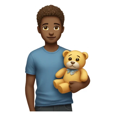 adorable boy with stuffed toy sticker