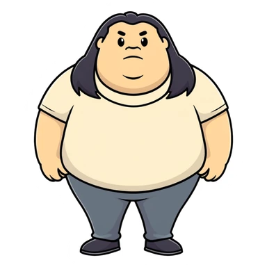 Fat guy with long black hair sticker