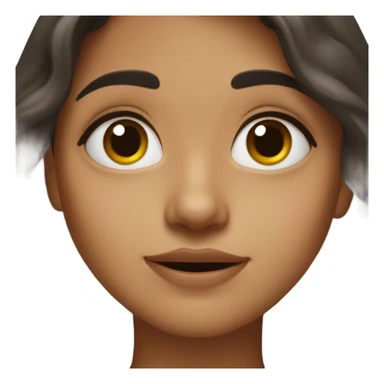 A girl with wavy, dark hair and a mole close to the nose sticker