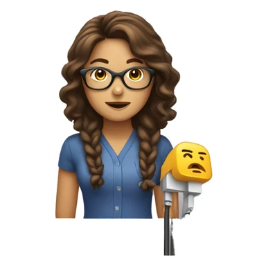 female, brown hair with glasses, is unplugging an extension cord. sticker