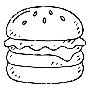 hand drawn outlined burger icon sticker