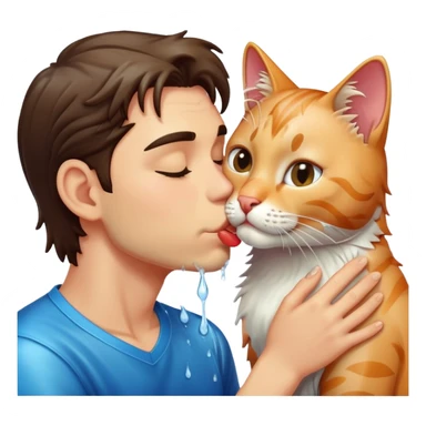 Man kissing a wet cat sticker