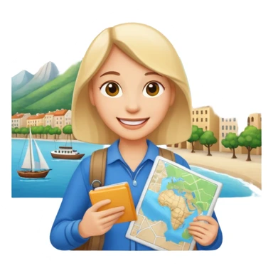 city tourist with map sticker