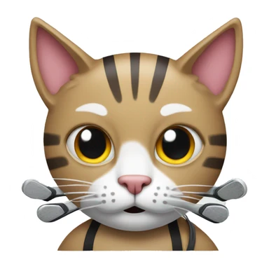 Cat with hockey sticks  sticker